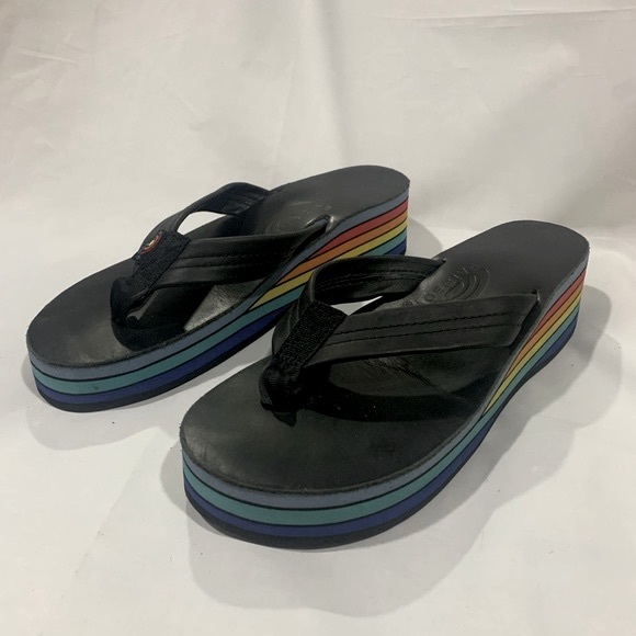 Rainbow Shoes Rainbow Chunky Platform Multicolored Flip Flop